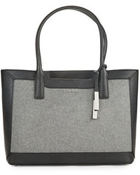 Calvin Klein Wool Accented Leather Tote