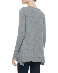Neiman Marcus Cashmere Collection Exposed Seam Hi Low Cashmere Tunic
