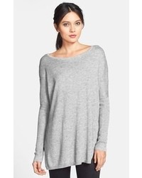Trouve Side Slit Tunic Sweater Heather Pe Grey Large
