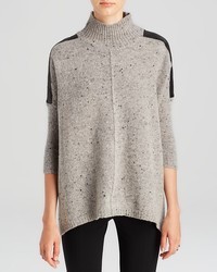 Bloomingdale's C By Leather Shoulder Speckled Sweater
