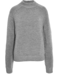 Carven Chunky Ribbed Wool Sweater Mottled Grey