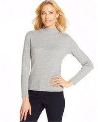Karen Scott Long Sleeve Cable Knit Mock Turtleneck Sweater