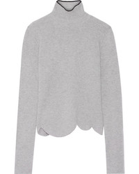 Marni Ribbed Wool Blend Turtleneck Sweater Gray