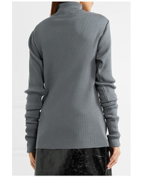 Y/Project Ribbed Wool Turtleneck Sweater Gray