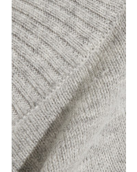Maison Margiela Suede Trimmed Wool Turtleneck Sweater Gray