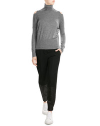 Vince Wool Turtleneck Pullover With Cut Out Shoulders