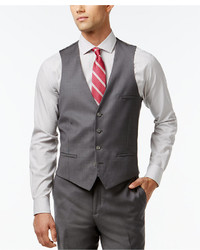 Bar III Mid Grey Slim Fit Pindot Vest
