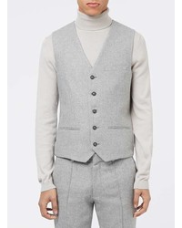 Topman Grey Wool Rich Vest
