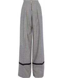 Vionnet Pleated Tweed Wool Blend Wide Leg Pants