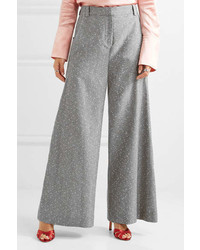 Topshop Unique Wool Blend Tweed Wide Leg Pants Gray