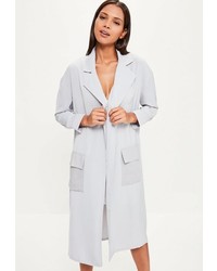 Missguided Grey Chiffon Patch Pocket Woven Duster Jacket