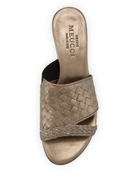 Sesto Meucci Gabri Woven Leather Slide Sandal Pewter