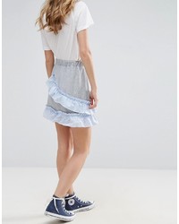 Asos Mini Skater Skirt With Stripe Woven Trim
