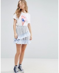 Asos Mini Skater Skirt With Stripe Woven Trim