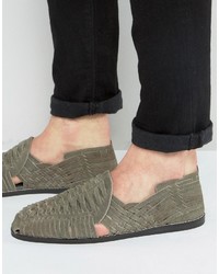 Grey Woven Suede Sandals