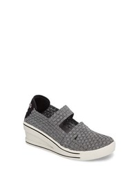 Grey Woven Wedge Sneakers