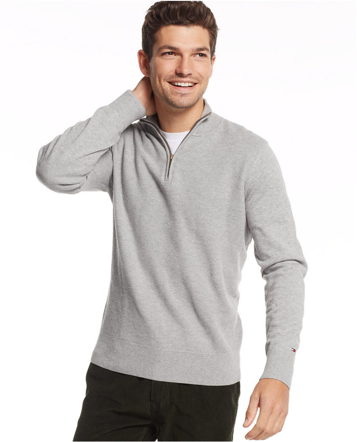 Tommy Hilfiger Acadia Half Zip Sweater, $79 | Macy's | Lookastic