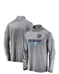 FANATICS Branded Gray New York City Fc 2021 Mls Cup Champions Emblem Quarter Zip Pullover Jacket