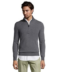 Burberry Brit Grey Melange Merino Wool Grange Half Zip Sweater