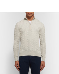Loro Piana Cable Knit Baby Cashmere Half Zip Sweater