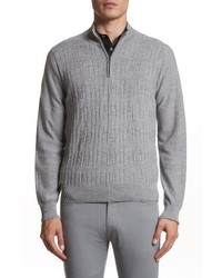 Canali Cable Knit Quarter Zip Sweater