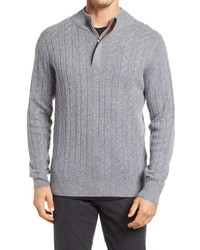 Peter Millar Cable Knit Wool Blend Quarter Zip Sweater