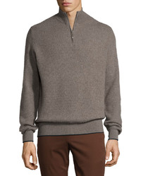Stefano Ricci Cashmere Half Zip Sweater Gray