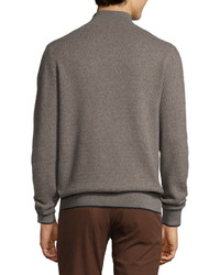 Stefano Ricci Cashmere Half Zip Sweater Gray
