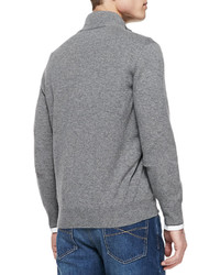 Brunello Cucinelli Cashmere Half Zip Sweater Gray