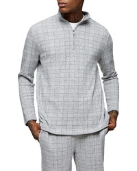 Topman Check Texture Quarter Zip Shirt