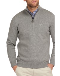 Barbour Cotton Half Zip Sweater In Grey Marl At Nordstrom