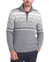 Barbour Fair Isle Quarter Zip Wool Sweater