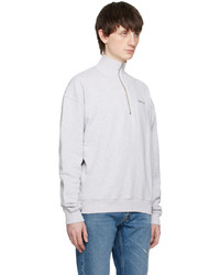 Axel Arigato Gray Monogram Half Zip Sweater