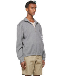 Thom Browne Grey Double Face Funnel Neck Half Zip Sweater