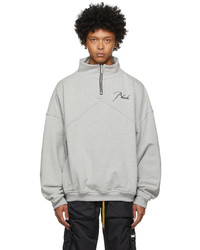 Rhude Grey Embroidered Quarter Zip Sweater