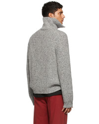 Marni Grey Knit Half Zip Sweater