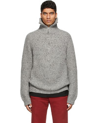 Marni Grey Knit Half Zip Sweater