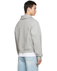 Recto Grey Signature Logo Zip Sweater