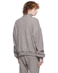 John Elliott Grey Spec Wool Half Zip Sweater