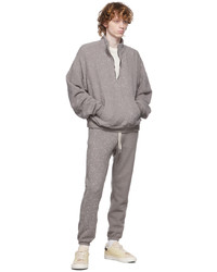 John Elliott Grey Spec Wool Half Zip Sweater