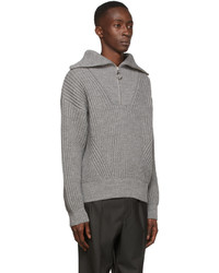 AMI Alexandre Mattiussi Grey Wool Zip Collar Sweater