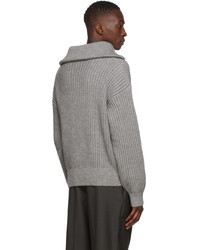 AMI Alexandre Mattiussi Grey Wool Zip Collar Sweater