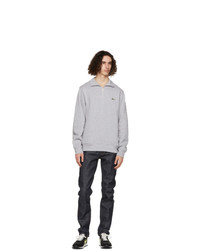 Lacoste Grey Zippered Stand Collar Sweatshirt