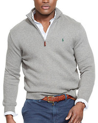 Polo Ralph Lauren Half Zip Cotton Mockneck Sweater