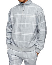Topman Half Zip Windowpane Check Sweatshirt