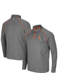 Colosseum Heathered Charcoal Miami Hurricanes Robert Raglan Quarter Zip Jacket In Heather Charcoal At Nordstrom