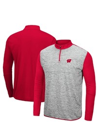 Colosseum Heathered Grayred Wisconsin Badgers Prospect Quarter Zip Jacket In Heather Gray At Nordstrom