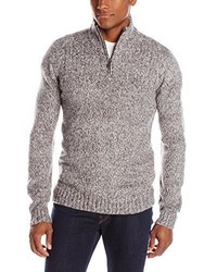 John Henry Chunky Cable Marl Quarter Zip Sweater