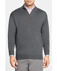 Peter Millar Leather Trim Quarter Zip Pullover Sweater