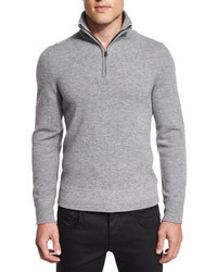 Nathan Half Zip Pullover Sweater Light Gray